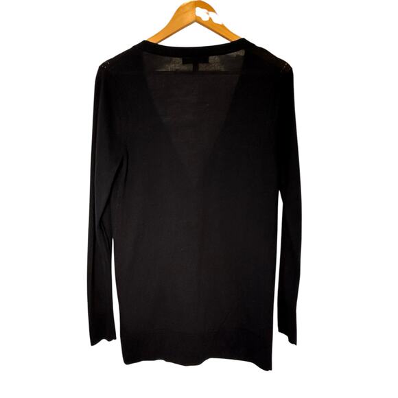 EUC Banana Republic 100% Merino Wool Longline Cardigan Black M Quiet Luxury - Picture 5 of 8